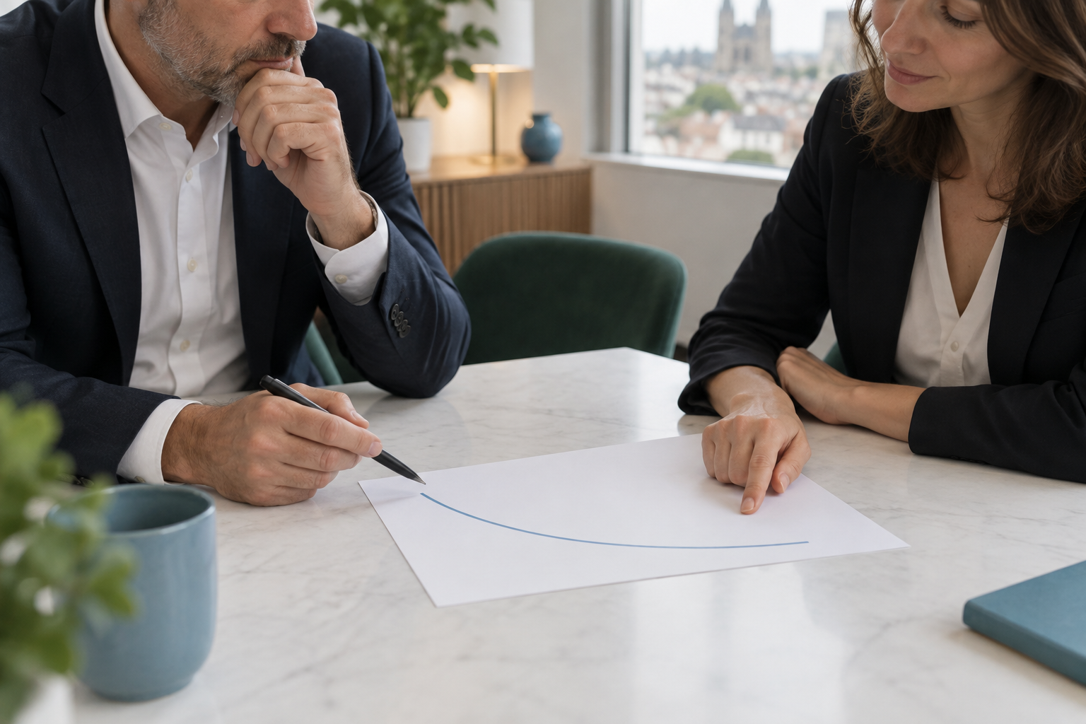 Examen d'une courbe descendante et régulière